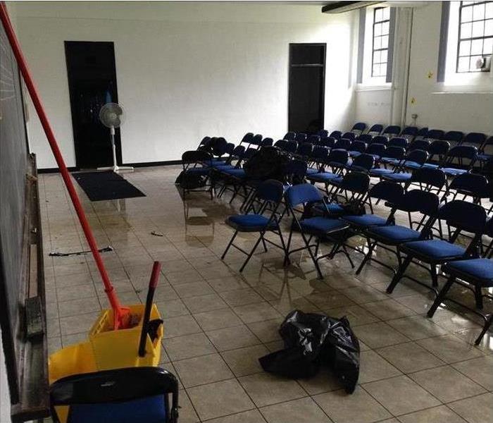 Music room in a church during the clean up process