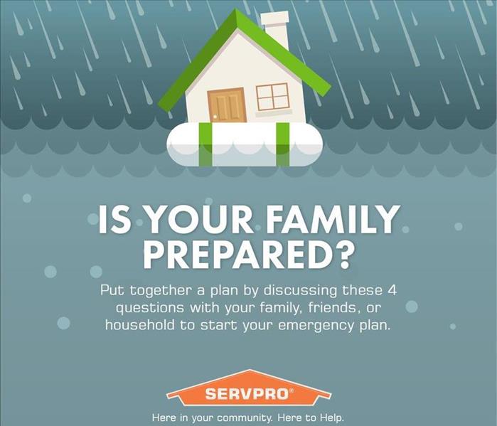 Graphic of a house with the words "Is your family prepared?"